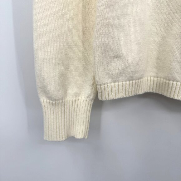 Tommy Hilfiger 1/4 quarter zip sweater spell out cotton men’s size Medium ivory - Picture 4 of 11